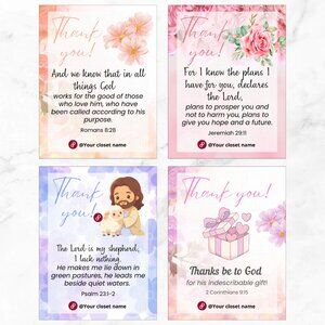 100 Pack Biblie Thank You Insert Cards - Small Business Thank You Card 4" x 3"